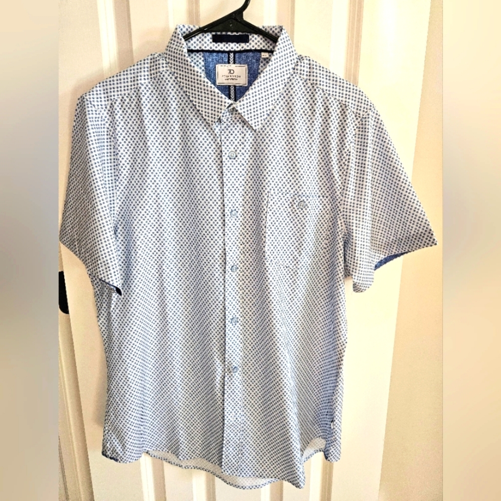 Blue Casual Short Sleeve Button Down Shirt